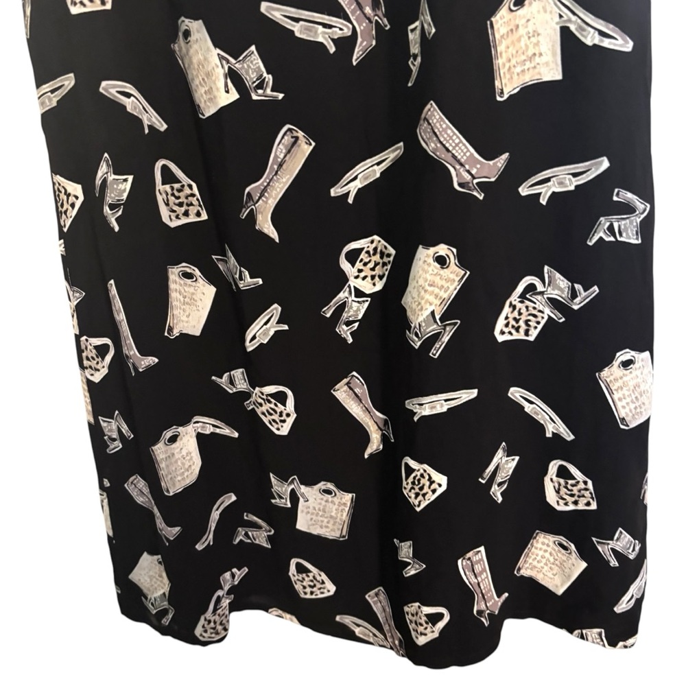 Vintage David Dart Black Shoes & Bags Shopping Print Midi Skirt Large - Picture 3 of 7